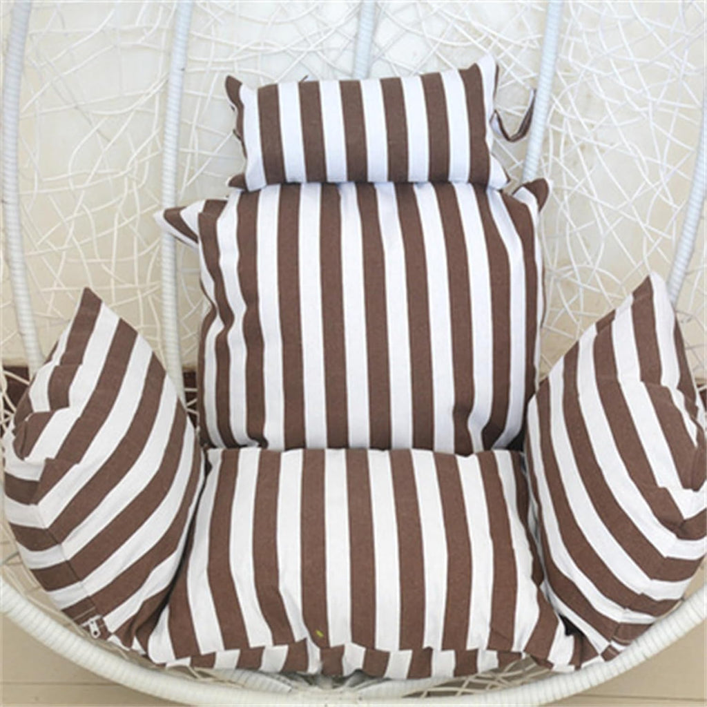 Egg Chair Cushion, Soft and Comfortable Hanging Basket Chair Cushion, Outdoor Recreation Egg Swing Chair Cushion(Brown Stripes)