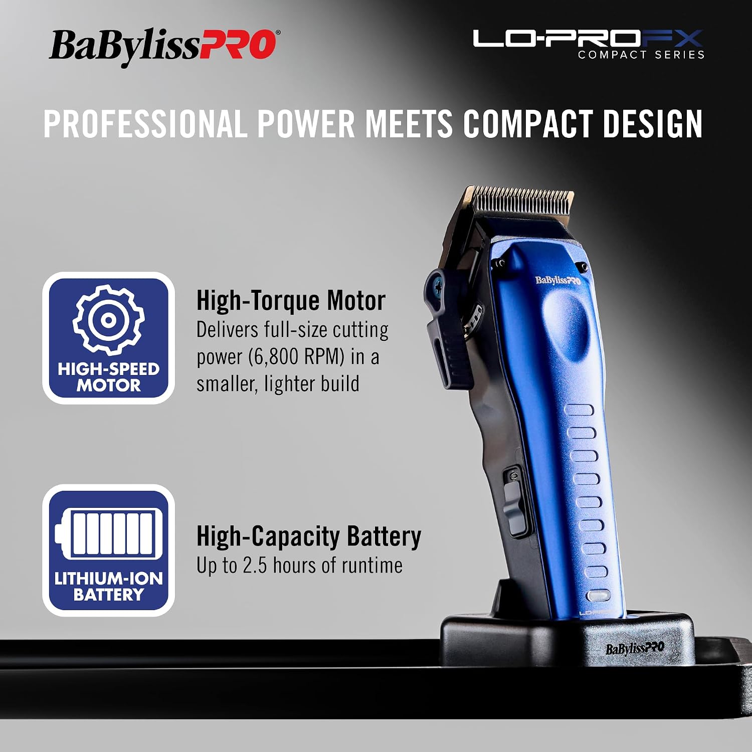 BaBylissPRO High-Performance LO-PROFX Compact Clipper for Hair