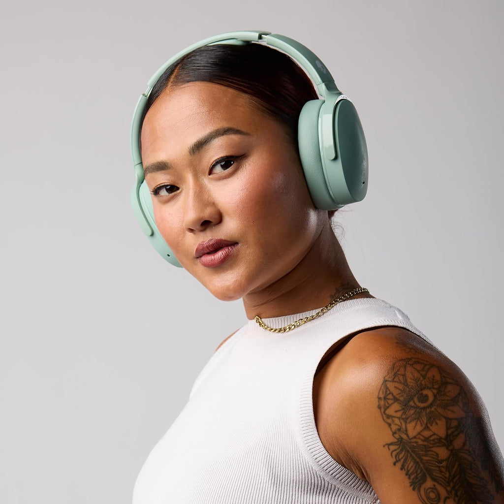 Skullcandy Hesh ANC Wireless Over-Ear Bluetooth Headphones, Active Noise Cancelling, Up to 22 Hrs Battery, Foldable Lightweight Design, Microphone for iPhone Android - Preppy Sage