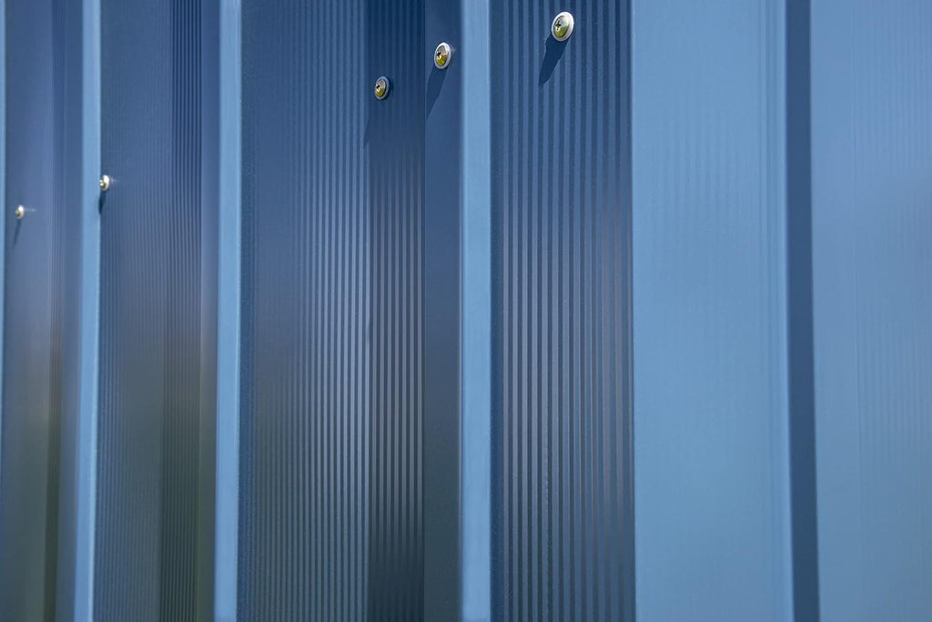 Arrow Classic Steel Storage Shed, 10x14, Blue Grey