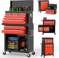 On Shine 8 Drawer Rolling Tool Chest, Large Capacity Rolling Tool Box with Wheels, Locking Mechanical Tool Chest, Portable Tool Box with Sliding Drawers for Garage Workshop and Tool Room (Black Red)