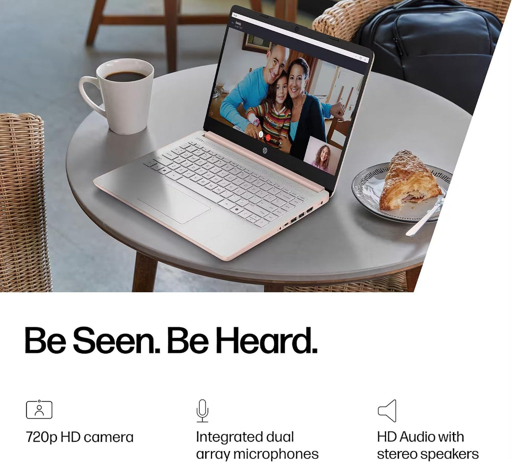HP 14' Rose Gold Laptop for Student Business 2026, Intel CPU, Light & Slim, Fast, Office 365 Included, 16GB RAM,64GB eMMC, 4K Graphics, w/Accessories, Windows 11S