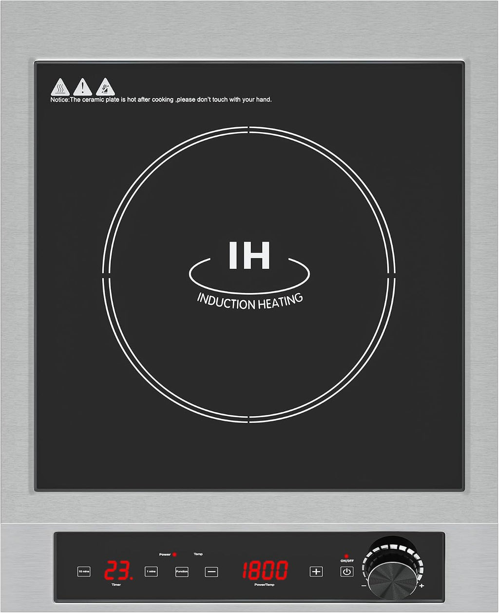Commercial Induction Cooktop 1800W, Professional Electric Countertop Burner, 10 Power & 10 Temp Setting, Induction Hot Plate with Timer, Electric Stove with LED Screen, Black