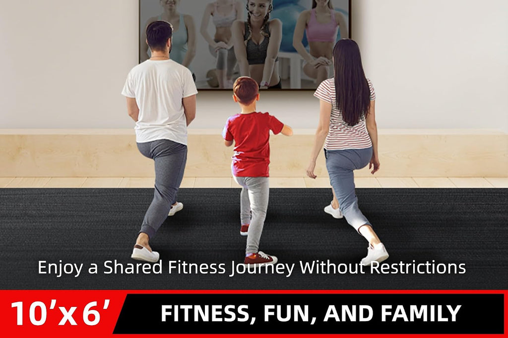GymCope Large Exercise Mat for Home Workout,12'x6'/10'x6'/9'x6'/8'x6'/7'x5'/6'x4' (7mm) Extra Thick Workout Mat, High-Density Gym Mat for Cardio, Jump Rope, MMA, Weights (Shoe-Friendly)