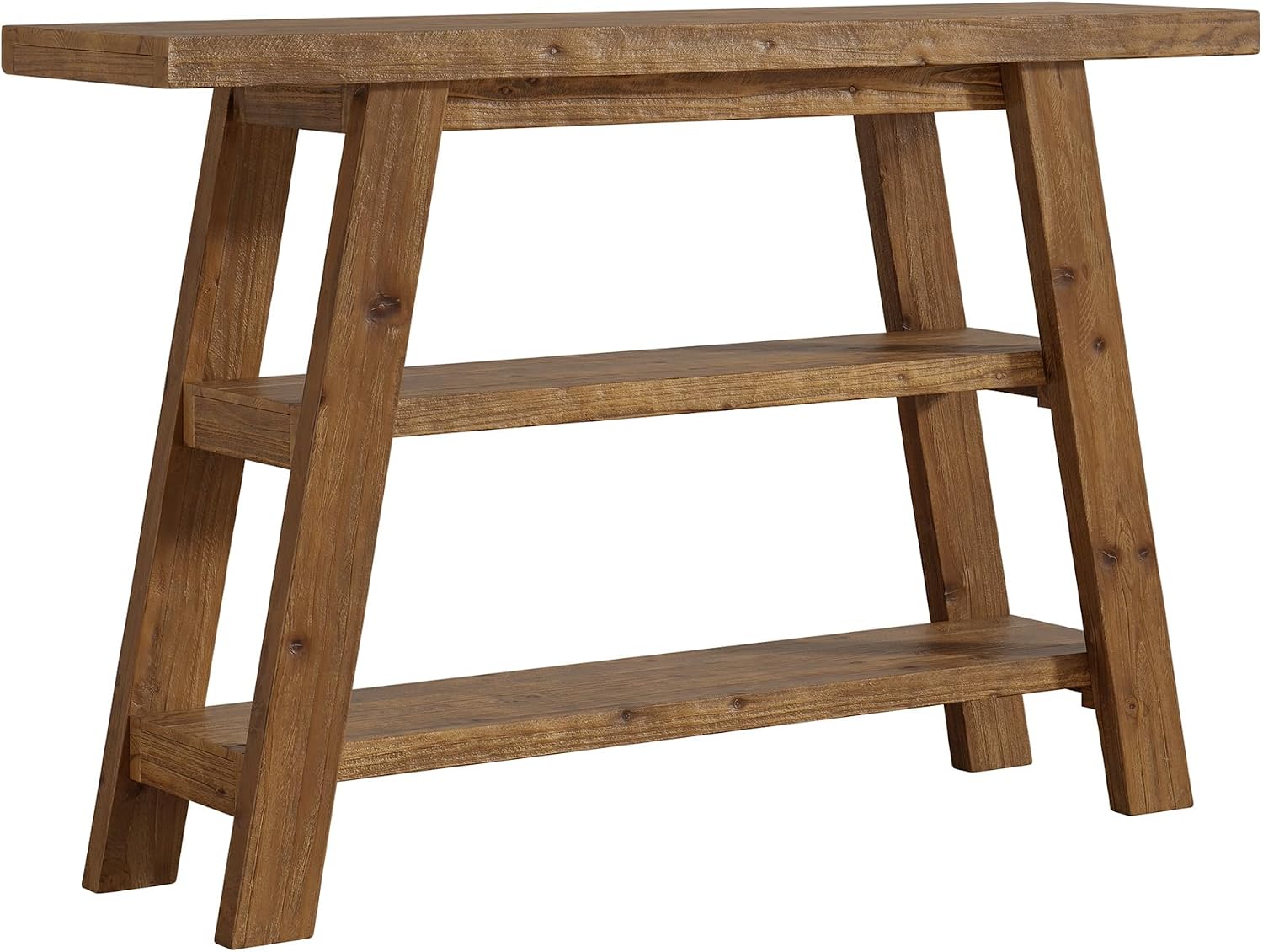 Solid Wood Console Table, 47.24' Farmhouse Narrow Entryway Table with 3-Tier Storage Shelves, Accent Sofa Table for Hallway, Foyer & Living Room (Retro Brown)