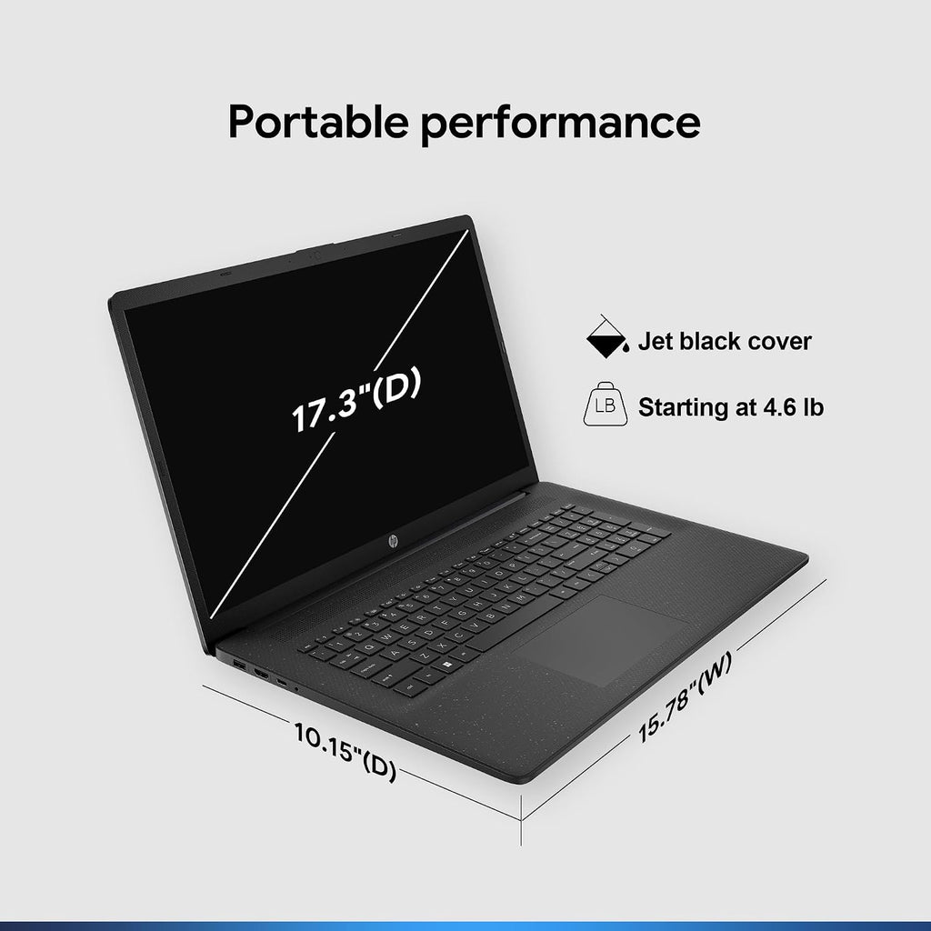 HP 17.3' Business Laptop, 13th Gen Intel i5, 16GB RAM, 512GB SSD, Windows 11 Pro, Wi-Fi 6, Flagship Business Laptop Bundle with Docking Station Jet Black, Free Web offcie