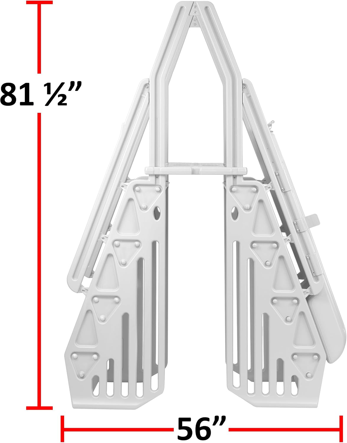 Vinyl Works AF Adjustable 24 Inch Ladder for Above Ground Swimming Pools with Secure Gate Closure and 2 Deck Mount Flanges, White