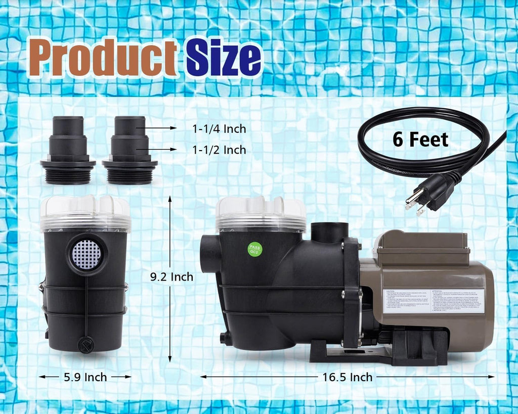CIPU 0.35HP Pool Pump with Timer 2700GPH 115V Powerful Self Priming Above Ground Swimming Pool Pump with Filter Basket Low Noise for Pools Hot Tub Spa Water Circulation