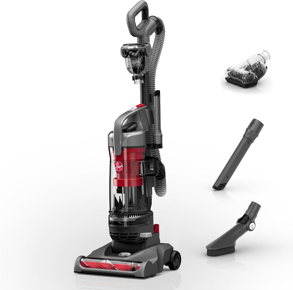 Hoover Rewind Pet Upright Bagless Vacuum Cleaner for Carpet and Hard Floors, Automatic Cord Rewind, Above Floor Cleaning Corded Vacuum Cleaners for Home Use, Gray
