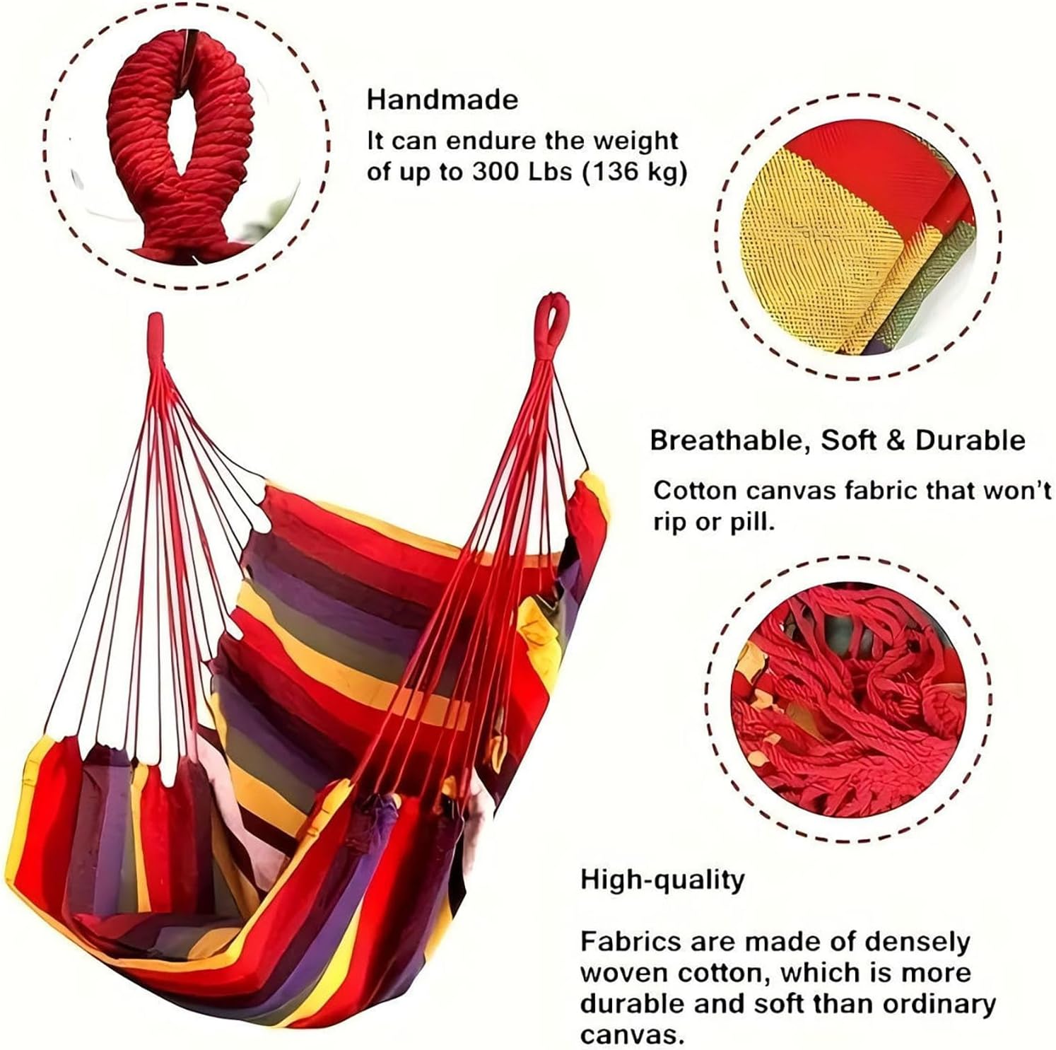 Hammock Swing - Dormitory Hanging Chair, Extended Seat Indoor Lazy Stool, Rocking Chair for College Students, Comfortable and Stylish Indoor Seat