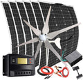 1000W Wind Solar Generator Kit : 400W Wind Turbine and 6PCS 100W Semi-Flexible Solar Panels Charger &Accessory for 12V 24V Roof Car Uneven Surfaces (1000W Wind Solar Kit)