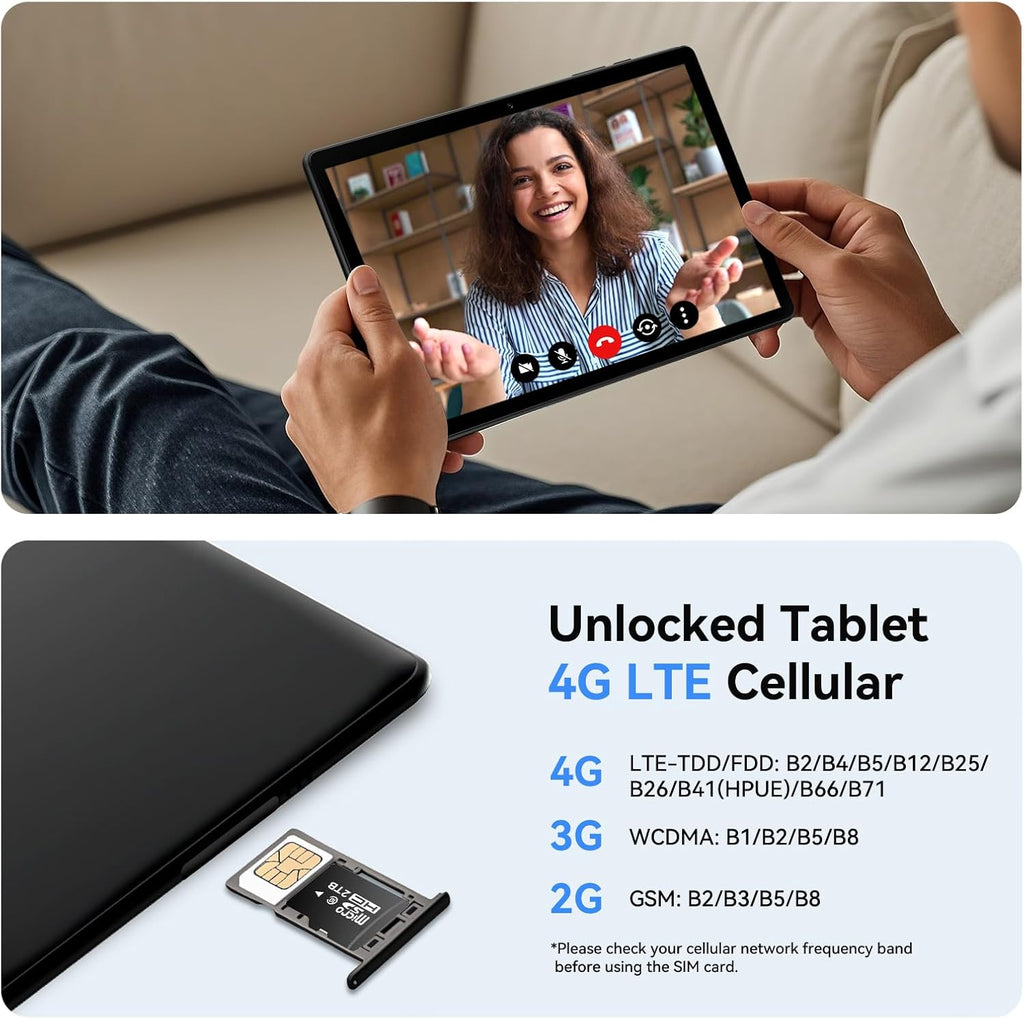 Topsand 10 Inch Android 15 Tablet with SIM Card Slot Uncloked,4G Cellular Tablet Phone, Octa-Core, 12GB+64GB, 2TB Expandable, Dual Cameras, 2.4G/5G WiFi, BT5.0, GPS (Case Included)
