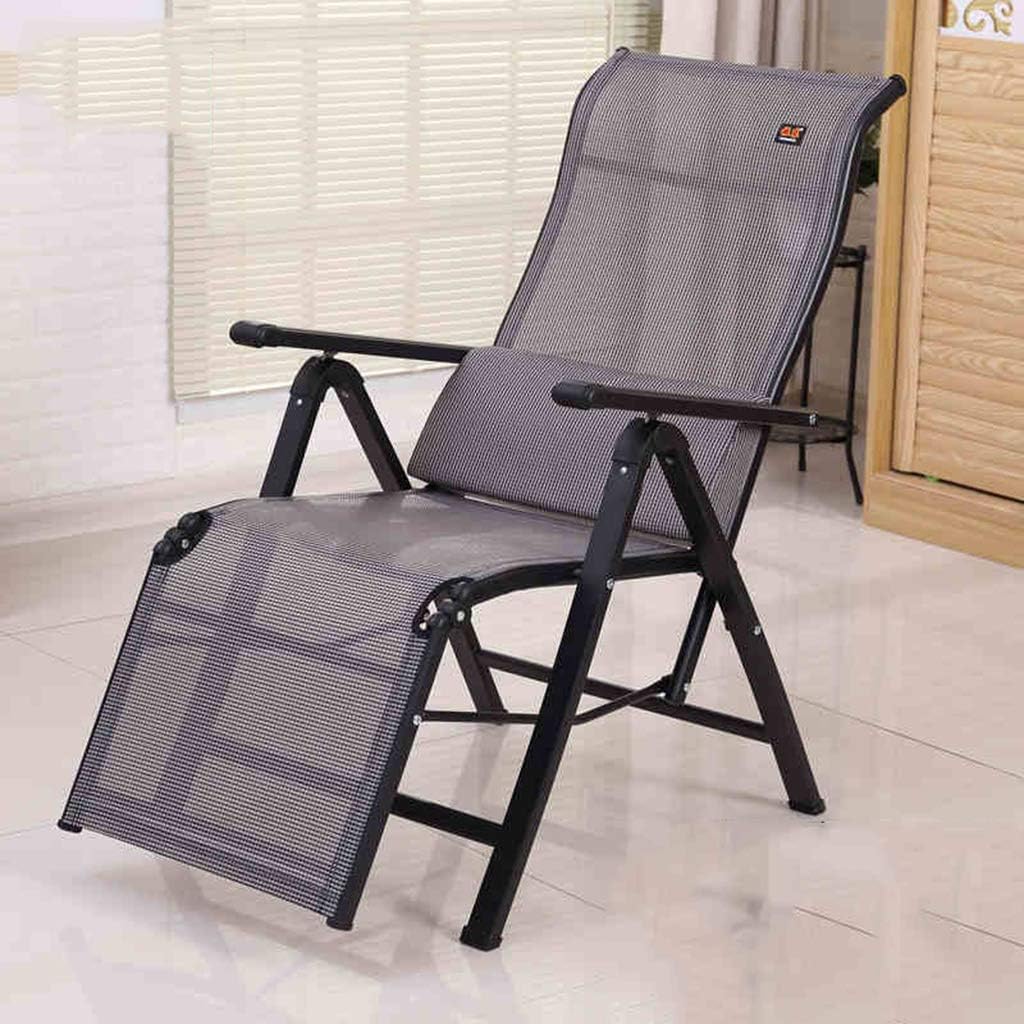 N / A Folding Deck Chair meshGarden Leisure Folding Deck Chair, Adjustable Zero Gravity Waterproof Rocking Chair for Indoor/Outdoor/Lunch/Camping, Gray