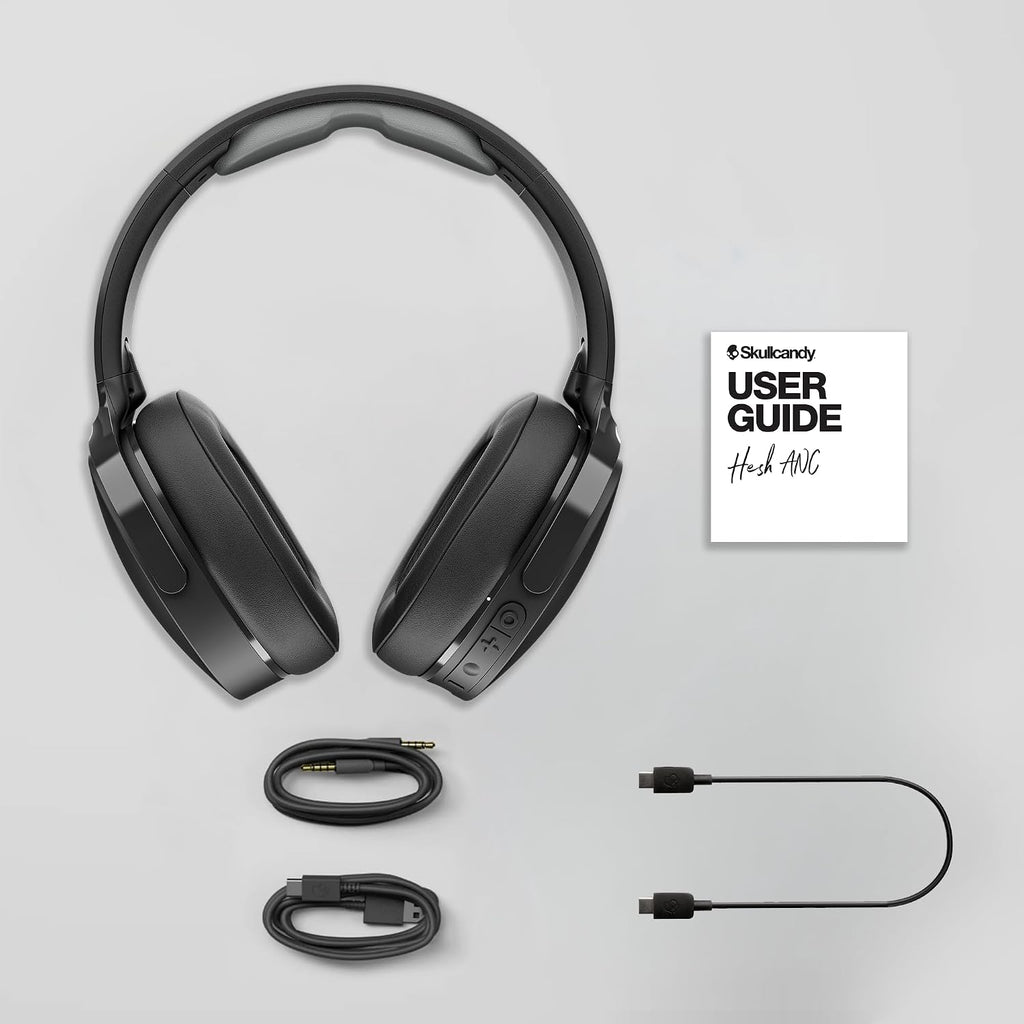 Skullcandy Hesh ANC Wireless Over-Ear Bluetooth Headphones with Extra USB-C Charging Cable, Active Noise Canceling, 22 Hrs Battery, Foldable Lightweight Design, Microphone iPhone Android - Mod White