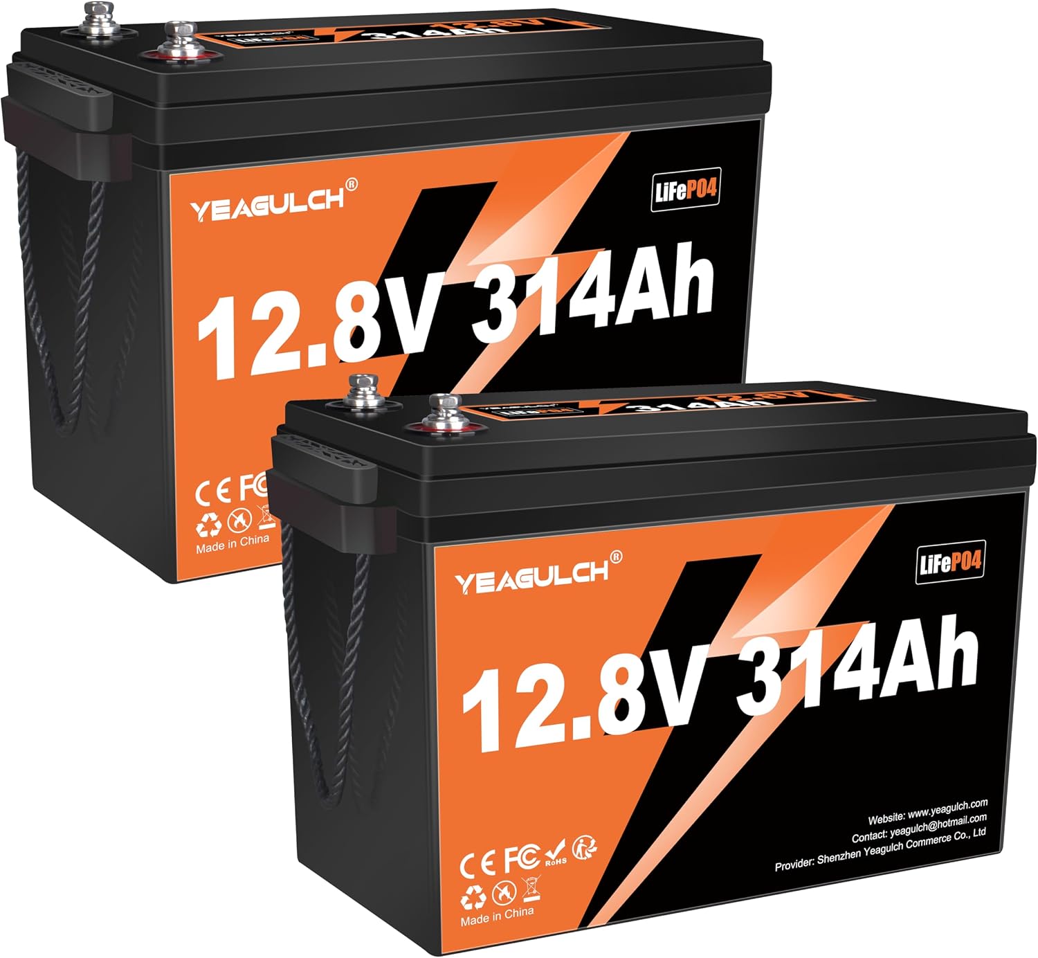 2 Packs 12V 300Ah (314Ah) LiFePO4 Battery 200A BMS 3840Wh Lithium Iron Phosphate Battery Up to 15000+ Deep Cycles Perfect for RV Camping Marine Solar Energy Storage Backup Power