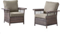Outdoor Patio Chairs Wicker Chair - 2 Piece Rattan Patio Furniture Chairs Set with Sturdy Frame,All-Weather PE Wicker and Comfortable Cushions for Outside Porch Deck Balcony(Brown/Grey)