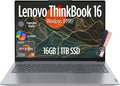 Lenovo ThinkBook 16 Gen 7 Business Laptop, 16' FHD+ Display, AMD Ryzen 5 7535HS (> i7-1355U), 16GB DDR5 RAM, 1TB SSD, KB Backlit, Webcam, Ethernet, Wi-Fi 6, Windows 11 Pro w/Copilot, MAJ DESKPAD