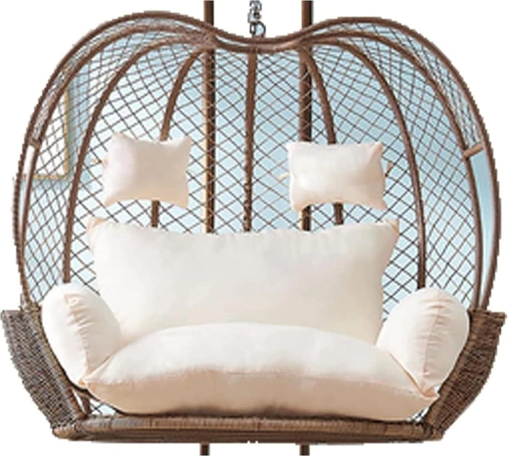 Double Hanging Chair Cushion Replacement Egg Chair Cushions, 2 Seater Egg Chair Swing Cushion Hanging Hammock Chair Cushions Washable(Beige)