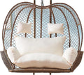 Double Hanging Chair Cushion Replacement Egg Chair Cushions, 2 Seater Egg Chair Swing Cushion Hanging Hammock Chair Cushions Washable(Beige)