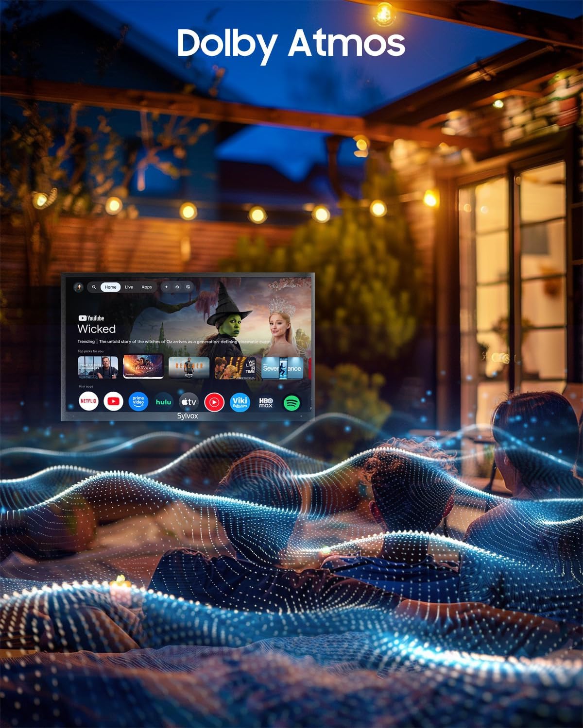 SYLVOX 2000 Nits Full Sun Outdoor TV 65' + Heavy-Duty Adjustable Outdoor TV Wall Mount Bundle – 4K UHD, Dolby Atmos, Google TV, Waterproof, Backyard, Patio, Poolside & Restaurant Ready