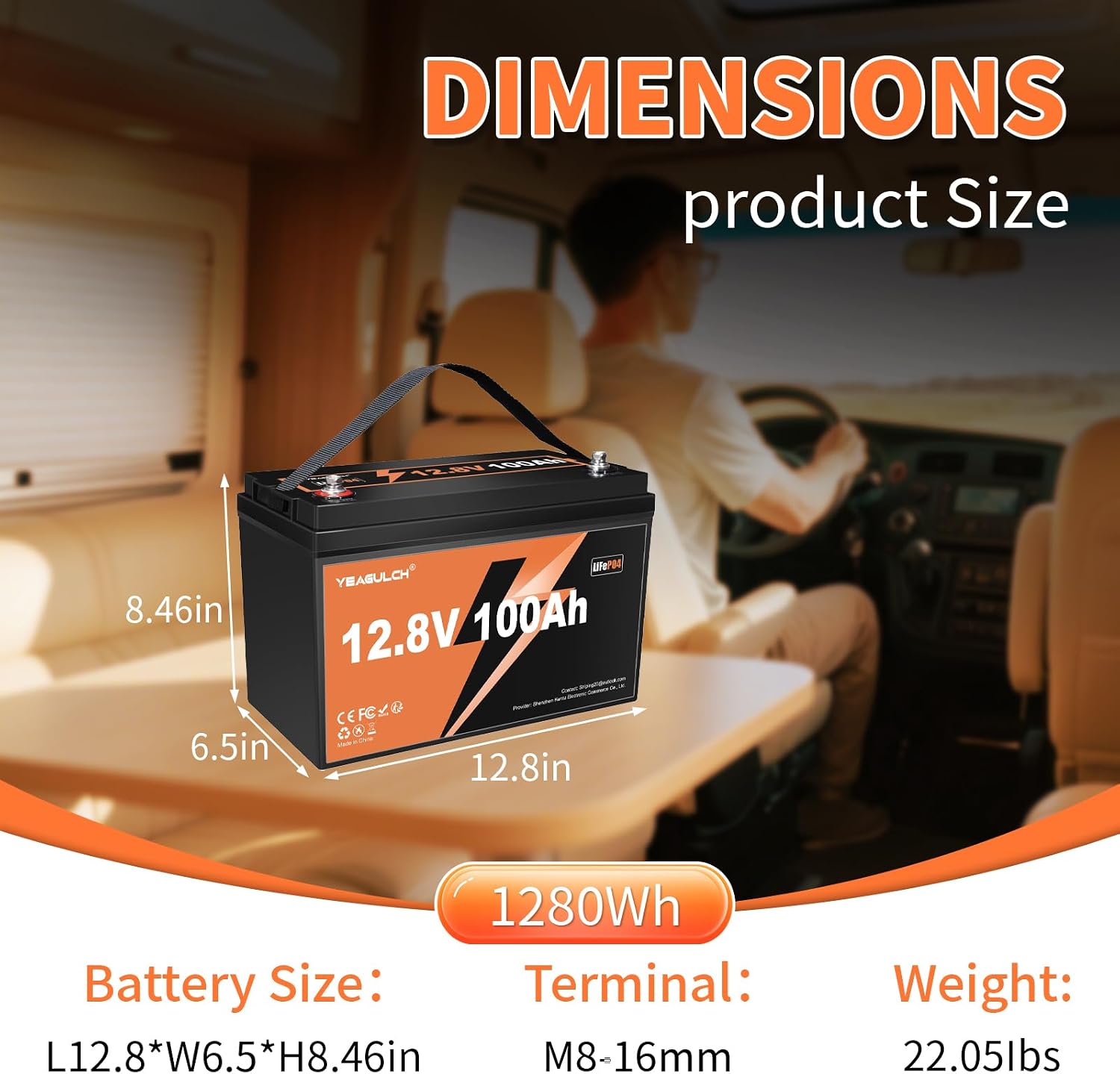 2 Packs 12V 100Ah LiFePO4 Battery with 100A BMS 1.28kWh Rechargeable Low-Temp Protection Lithium Battery Up to 6000 Cycles Perfect for RV, Solar System, Off-Grid