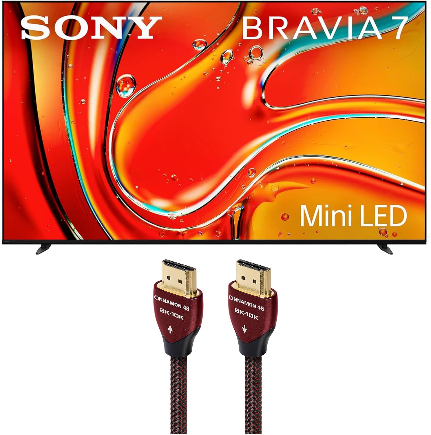 Sony K75XR70 75 Inch 4K Bravia LCD Mini LED Full Array HDR Google TV with an AudioQuest Cinnamon 48 2.25M 8K-10K 48Gbps HDMI Digital Cable - 7.5ft (2024)