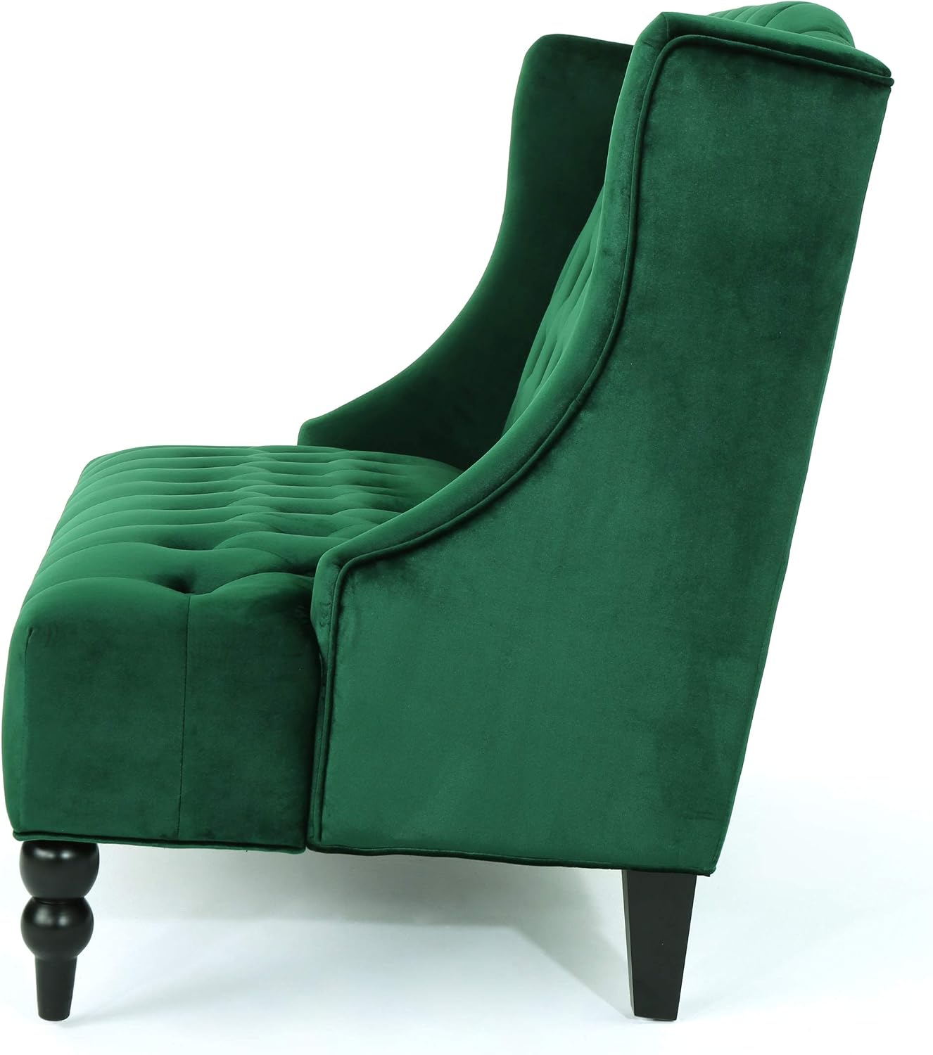 Emerald Modern Velvet Loveseat Sofa Couch, 50' Mid - Century Tufted Upholstered Small Love Seat Couch, Curved High Back 2-Seats Couches for Compact Space, Living Room, Apartment (Emerald)