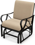 Tangkula Outdoor Patio Glider, Metal Framed Gliding Chair with Cushion, Ergonomic Single-Person Outdoor Patio Chair with Curved Armrest, Smooth Rocking Arms for Porch, Patio (1)