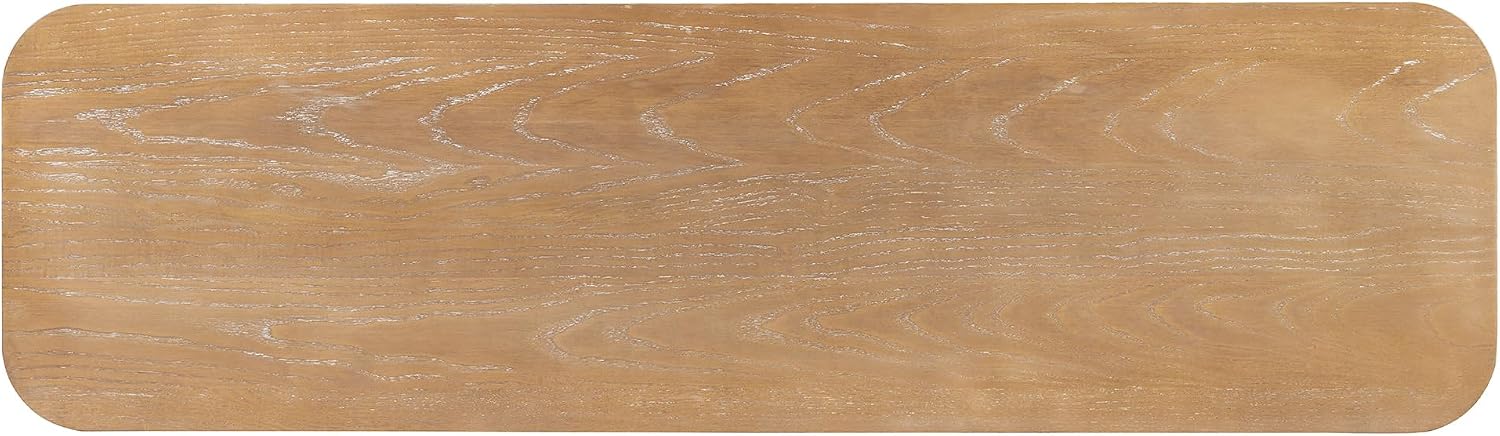 LKTART Solid Wood Entryway Table with 3 Drawers,Farmhouse Console Table Sofa Table with Curved Corners for Hallway,Foyer,Living Room (52' Natural)