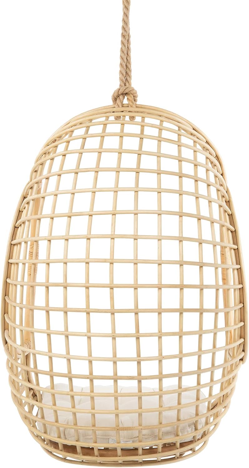 KOUBOO Grid Rattan Hanging Chair, Indoor Hanging Egg Chairs, Swings, Hammock Chairs with Stands for Patio, Bedroom, Adjustable Height Resistant, Natural