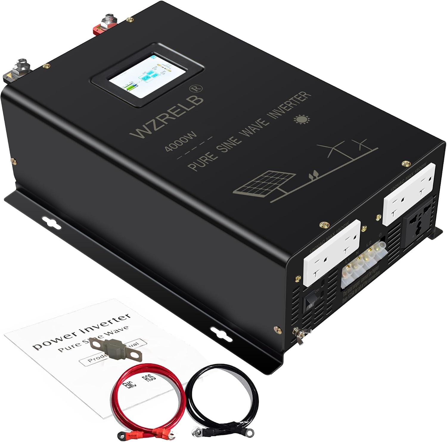 WZRELB Split Phase Power Inverter 4000W 36V Pure Sine Wave Inverter,Peak 8KW, 36VDC to 120V/240VAC,High Efficiency up to 91.6%,LCD Display, high Frequency Inverter for Off Grid System