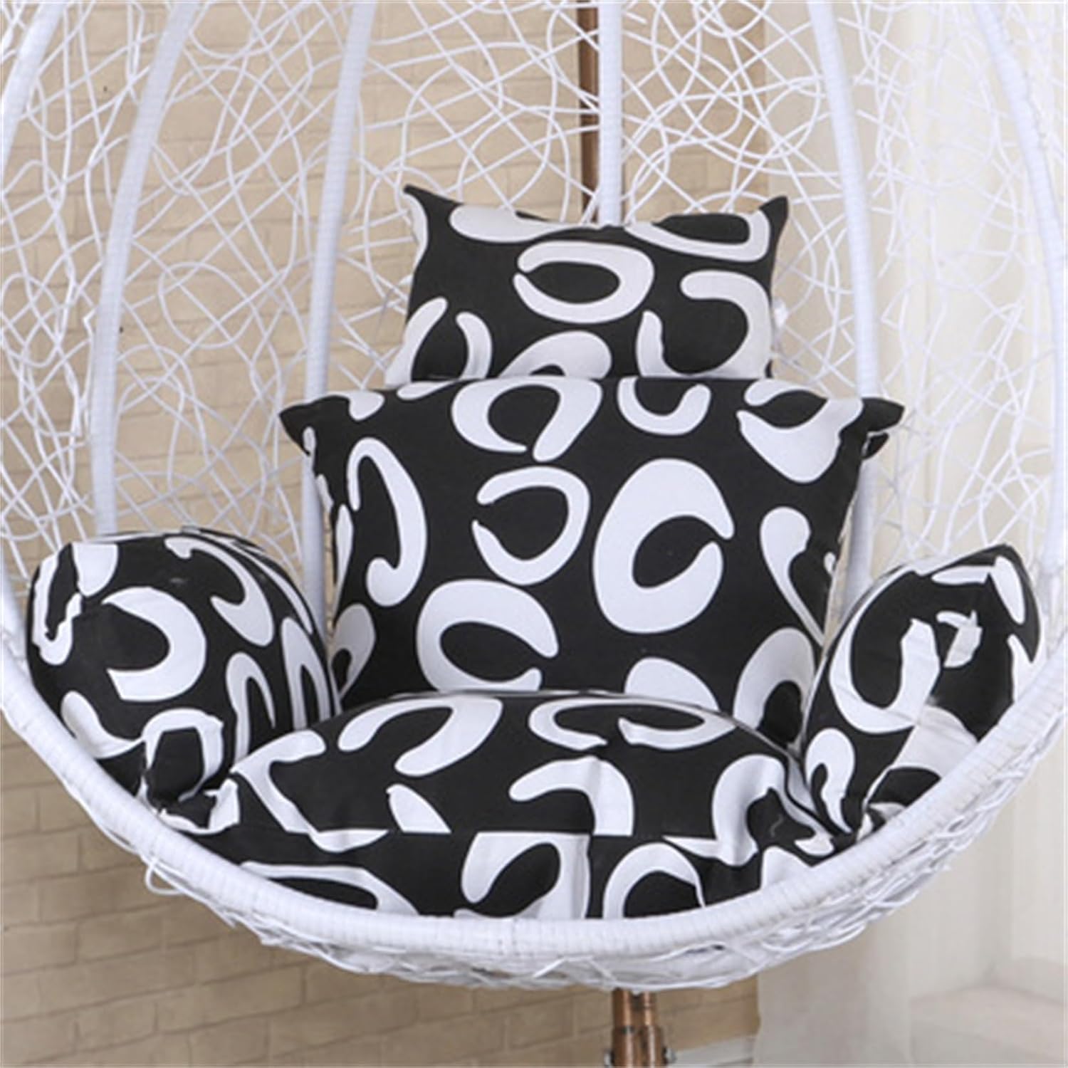 Egg Chair Cushion, Soft and Comfortable Hanging Basket Chair Cushion, Outdoor Recreation Egg Swing Chair Cushion(Black Crescents)