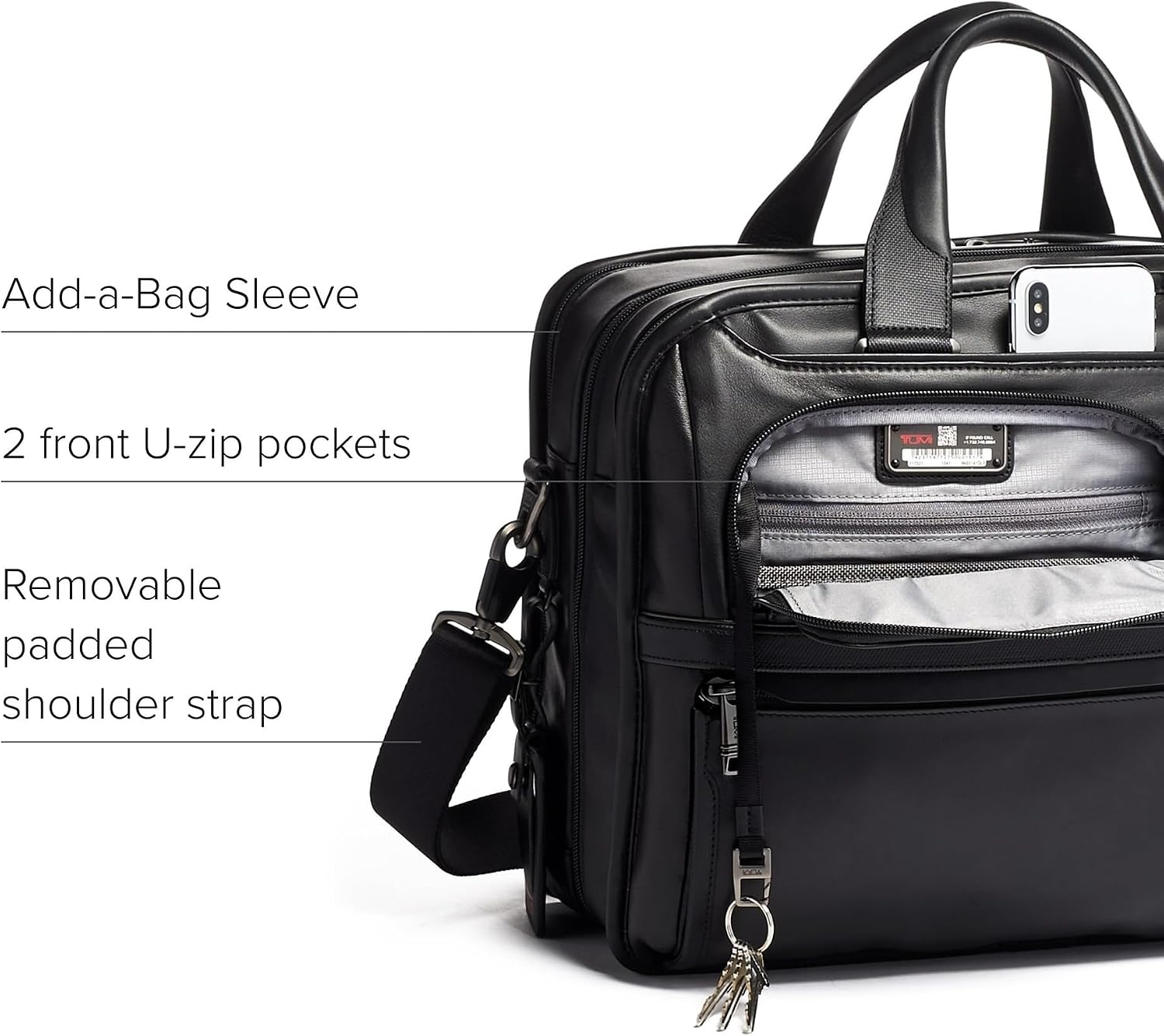 TUMI - Alpha Medium 15' Expansion Laptop Briefcase - Professional Briefcase for Commute or Travel - Padded Compartment Fits up to 15' Screen - Black Leather