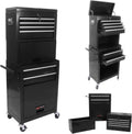 6-Drawer Tool Chest, 3-in-1 Rolling Tool Box with Detachable Top Toolbox & Key Lock,Tool Cabinet with Protective Liner & Universal Lockable Wheels,Metal Storage Cart for Garage,Workshop (Black)