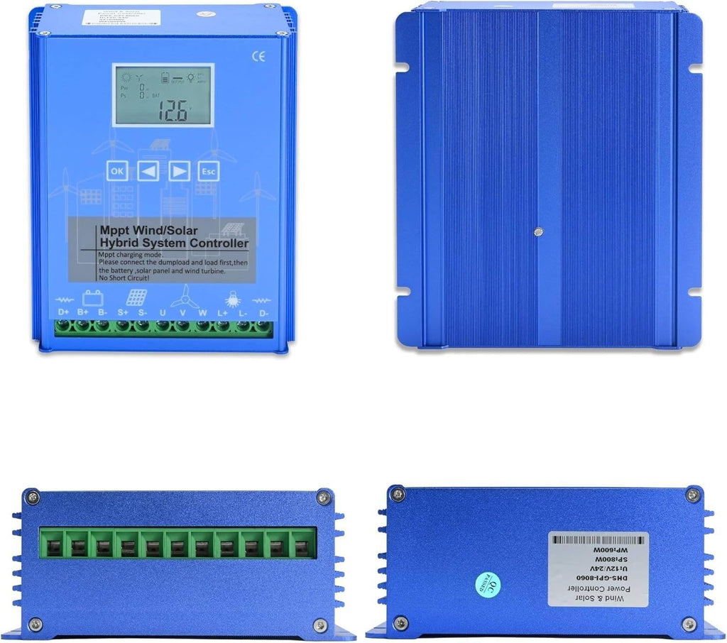 12/24/48V Battery Off Grid Controller Wind Turbine Solar Hybrid MPPT Charge Boost Controller with Unloader Suitable for Wind Generator Solar Panel Controller,12V-10000W