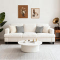 88' Cloud Couch Lamb Fleece Beige Couch 3 Seat Living Room Furniture with Side Pocket and Wide Armrest for Living Room, Bedroom, Office