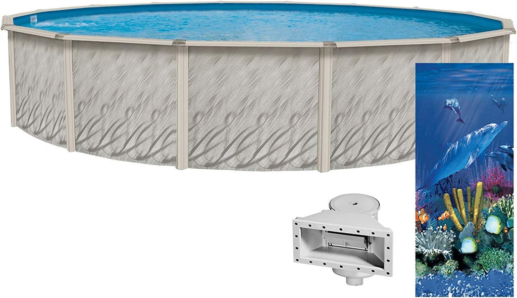 Lake Effect Pools 'Meadows Reprieve' 24' Round Above Ground Swimming Pool | 52' Inch Height | Resin Protected Steel Sided Walls | Includes a Antilles Dolphin Overlap Liner and Widemouth Skimmer