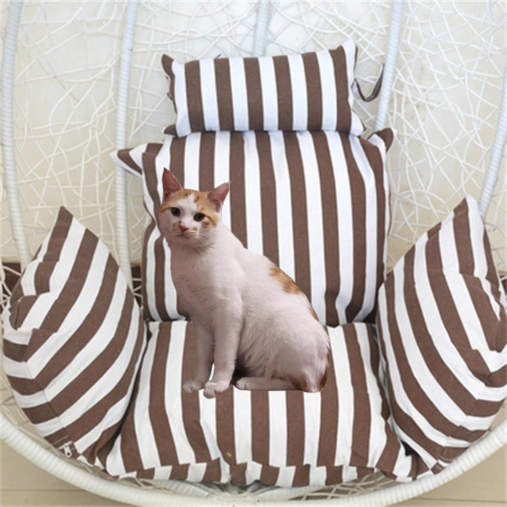 Egg Chair Cushion, Soft and Comfortable Hanging Basket Chair Cushion, Outdoor Recreation Egg Swing Chair Cushion(Brown Stripes)