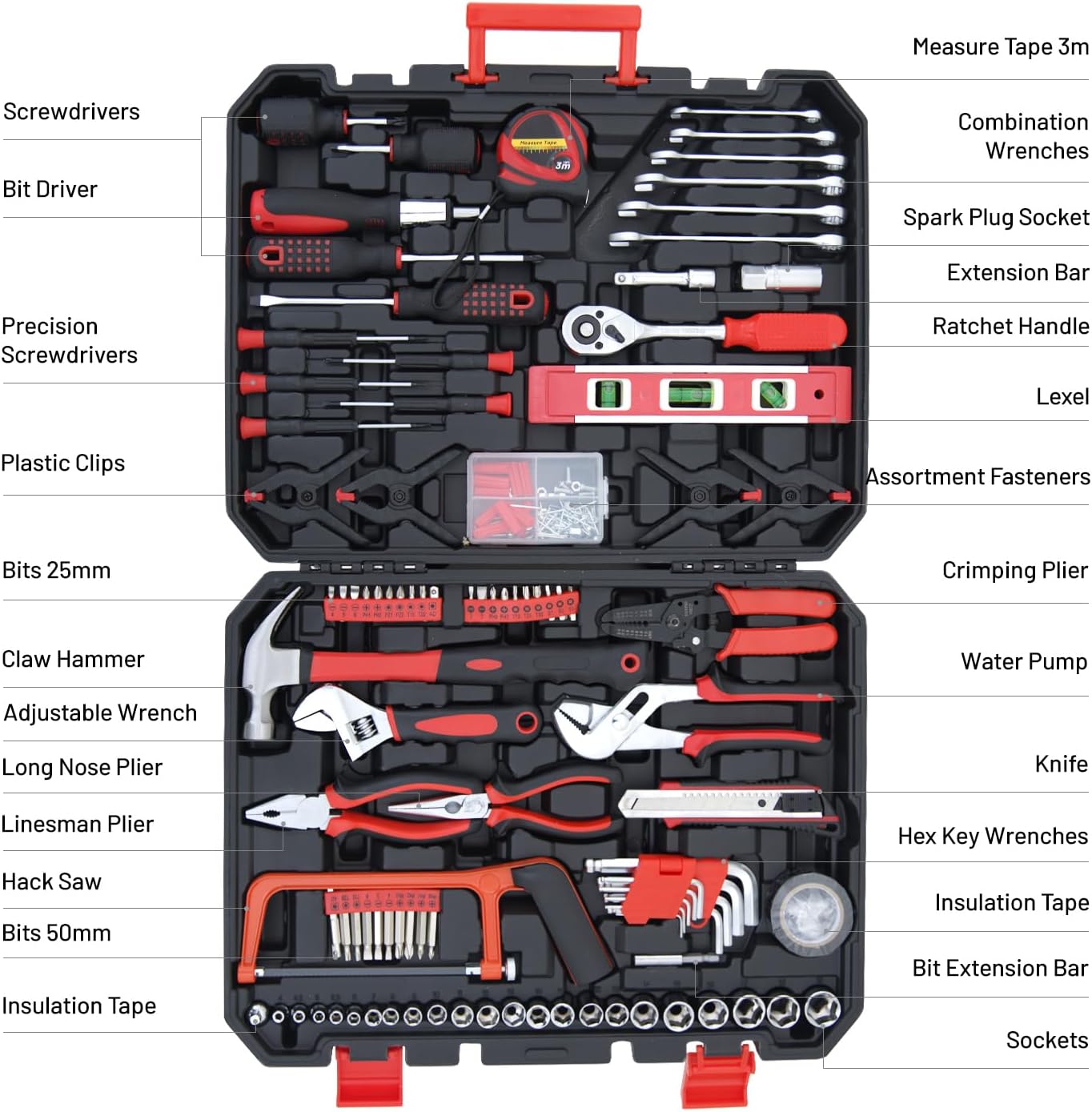 237 Piece Tools Set Professional All-in-One Home Tool Kit with Plastic Toolbox for College, General Household and Repair Set