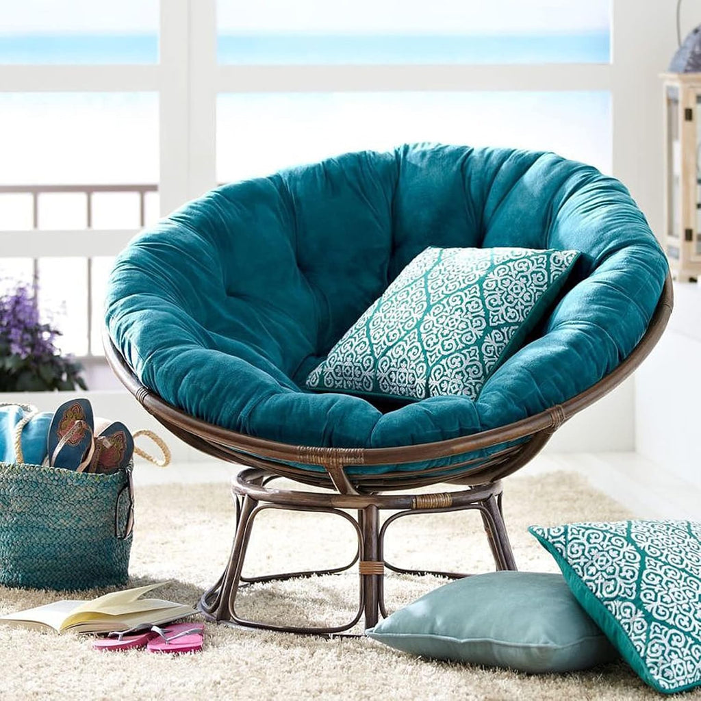 Lifup Water Resistant Papasan Cushion, Rocker Chair Pads, Hammock Seating Cushion for Hanging Egg Chair Folding Garden Sofa Patio Garden Swing Chair Peacock Blue Round 47'