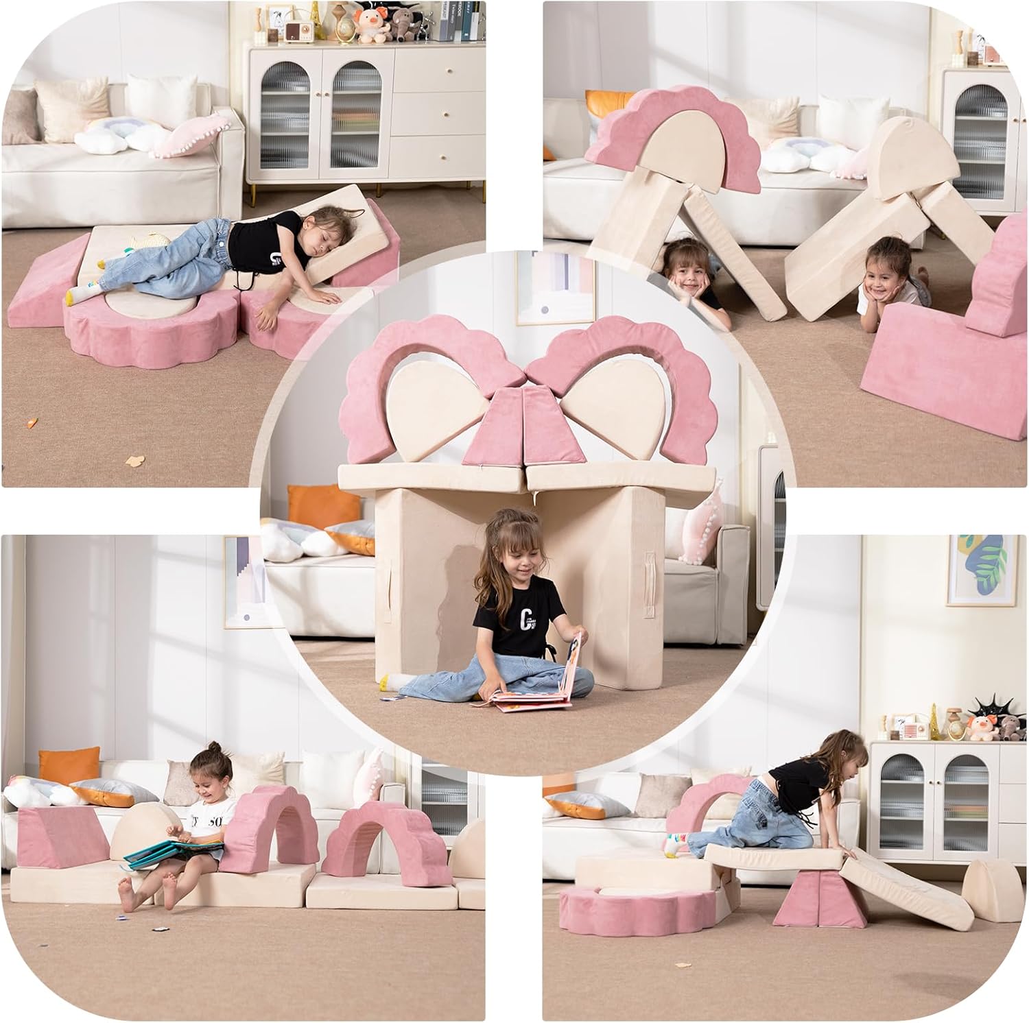 LOAOL Kids Couch 10PCS, Modular Kids Play Couch, Multifunctional Foam Toddler Sofa, Imaginative Convertible Play Sofa for Playroom(Large Size)