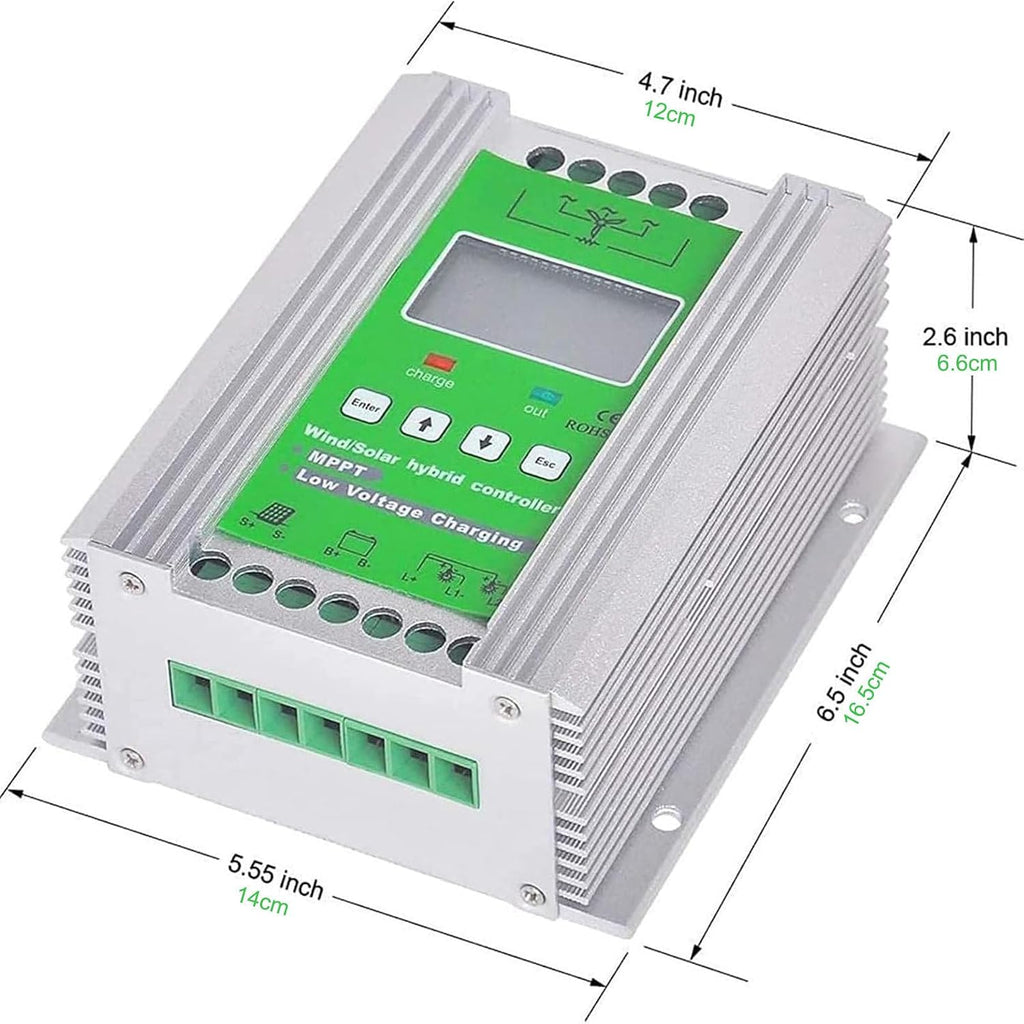 MPPT Hybrid Charge Controller 3000W for Wind Turbine Generator & Solar Panel with LCD Display & Dump Load, Wind Solar Auto Regulator,48V