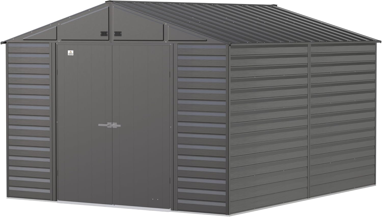 Arrow Select 10' x 12' Outdoor Lockable Steel Storage Shed Building, Charcoal