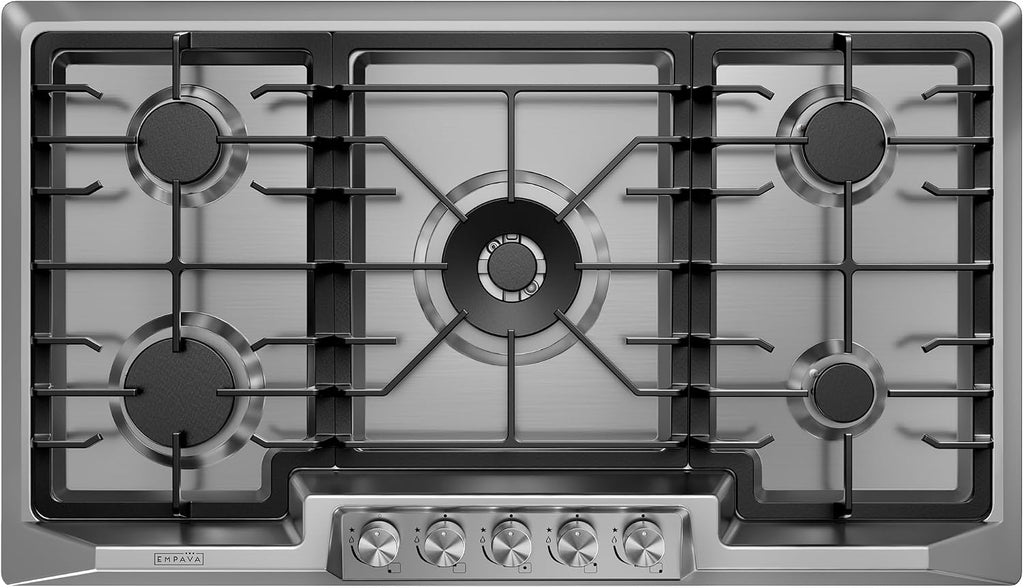 Empava 36' Recessed Gas Stove Cooktop with 5 Italy SABAF Sealed Burner NG/LPG Convertible in Stainless Steel