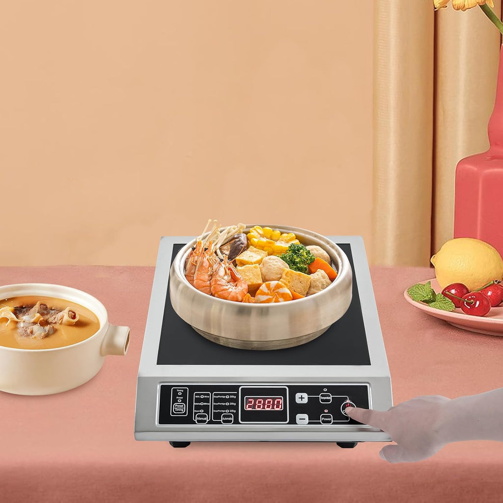 Portable Induction Cooktop, 3500W Professional Countertop Induction Cooktop with 8 Levels Adjustable Temperature & Sensor for Dorm Rooms & Home Kitchens and Backyard Cooking