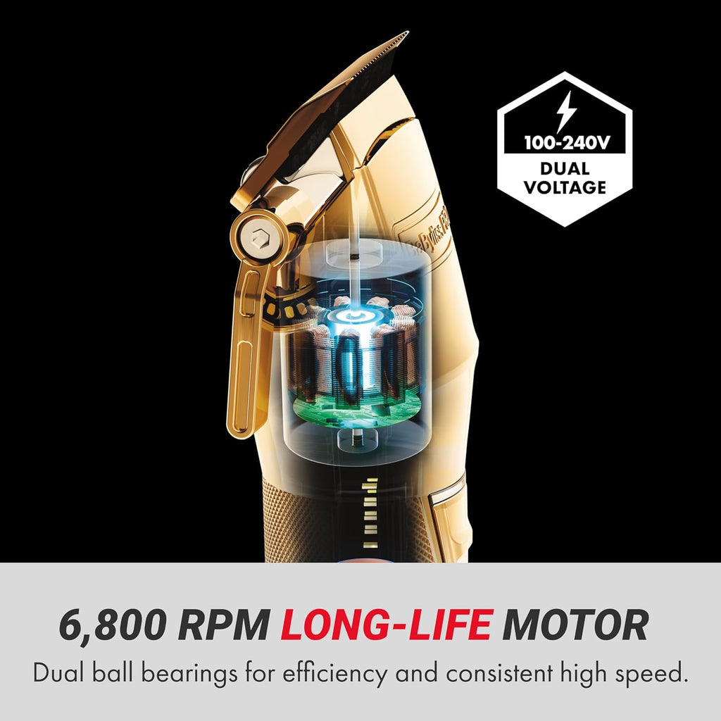 BaBylissPRO FX+ Professional Barber Cord/Cordless Hair Clippers for Men, All Metal, Lithium Battery with 3-Hour Runtime
