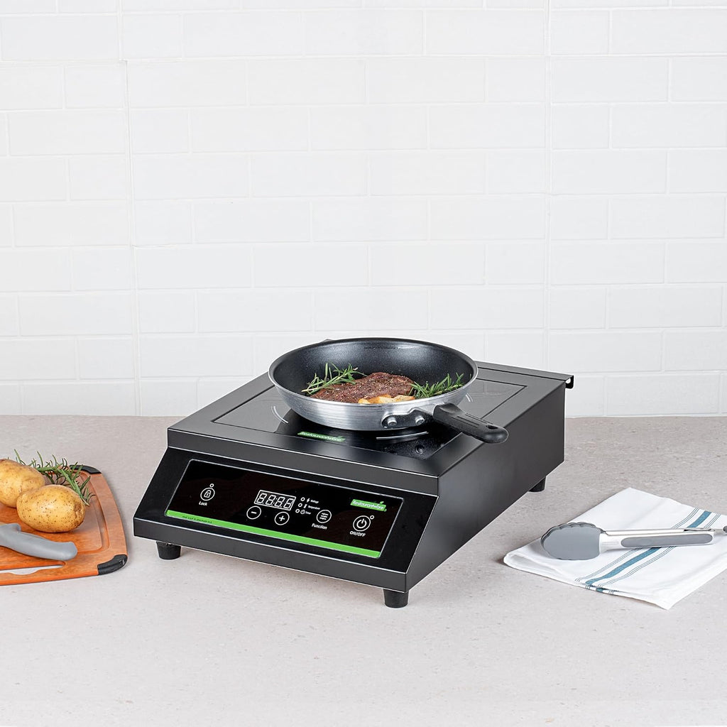 Restaurantware-Kitchen Tek 3500 W Induction Cooktop, 1 Electric Hot Plate With Sensor Touch - 140F To 465F, 10 Wattage Settings, Black Steel Countertop Induction Stove With Ceramic Plate, 240V