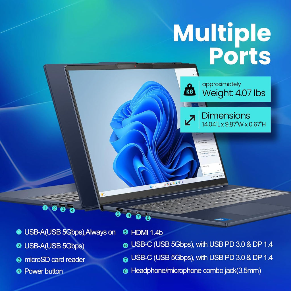 Lenovo IdeaPad Slim 5i Laptop Business 2026, 16' FHD+ Touchscreen, Intel Core 7 240H(Beat Ultra 7 255U), Facial Login IR Cam, Backlit KB, Win 11 Pro, Copilot, Al Voice Recorder (32GB DDR5 | 2TB SSD)