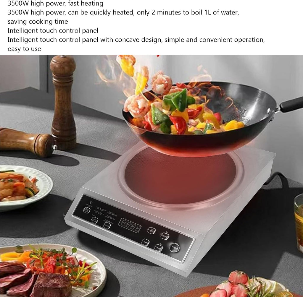 3500W Portable Induction Cooktop Concave Design Induction Hot Plate Countertop Burner with Sensor Touch Panel for Cooking (US Plug 110V)