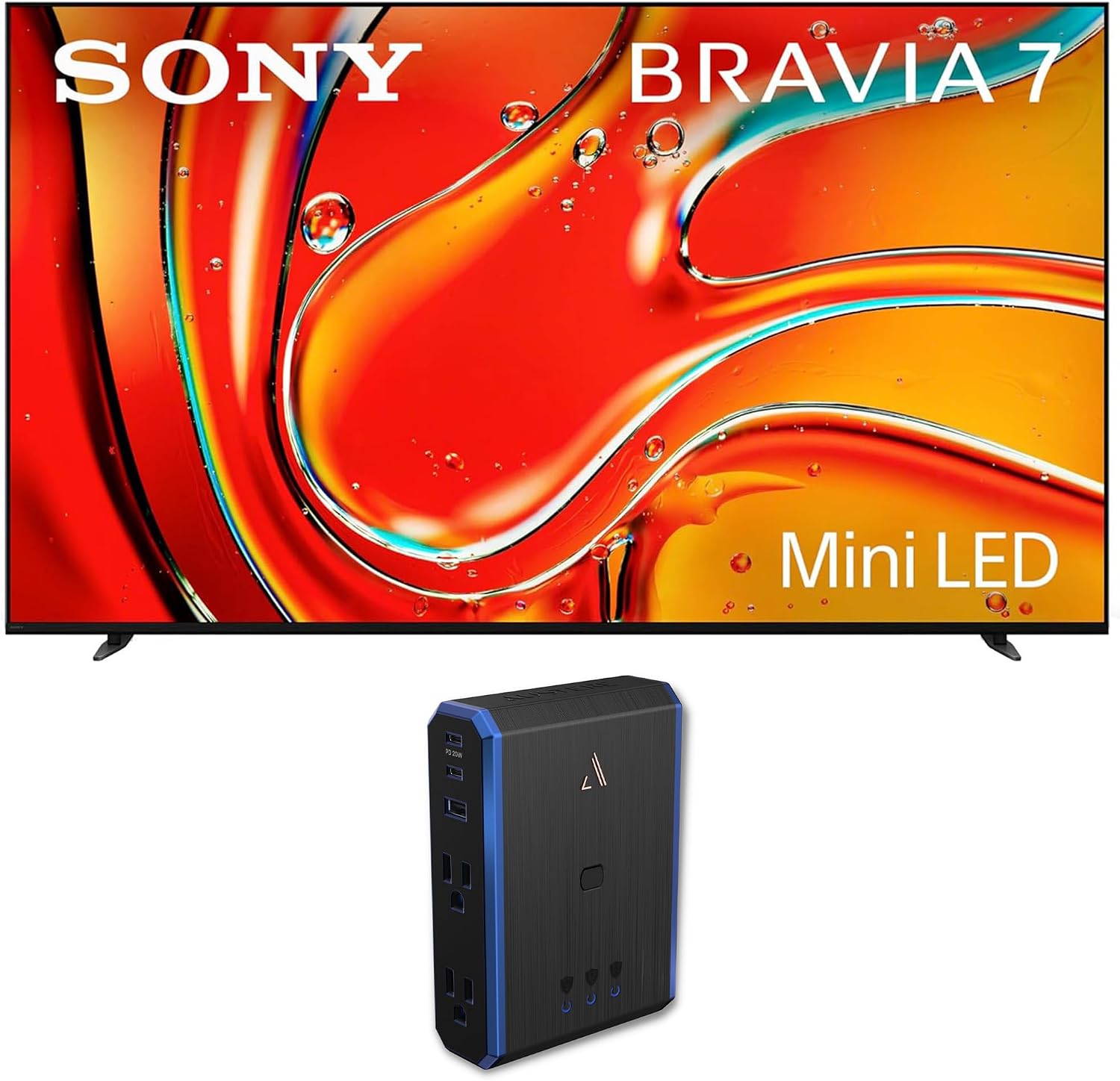 Sony K85XR70 85 Inch 4K Bravia LCD Mini LED Full Array HDR Google TV with an Austere 5S-PS4-US1 4-Outlet Power with Omniport USB (2024)